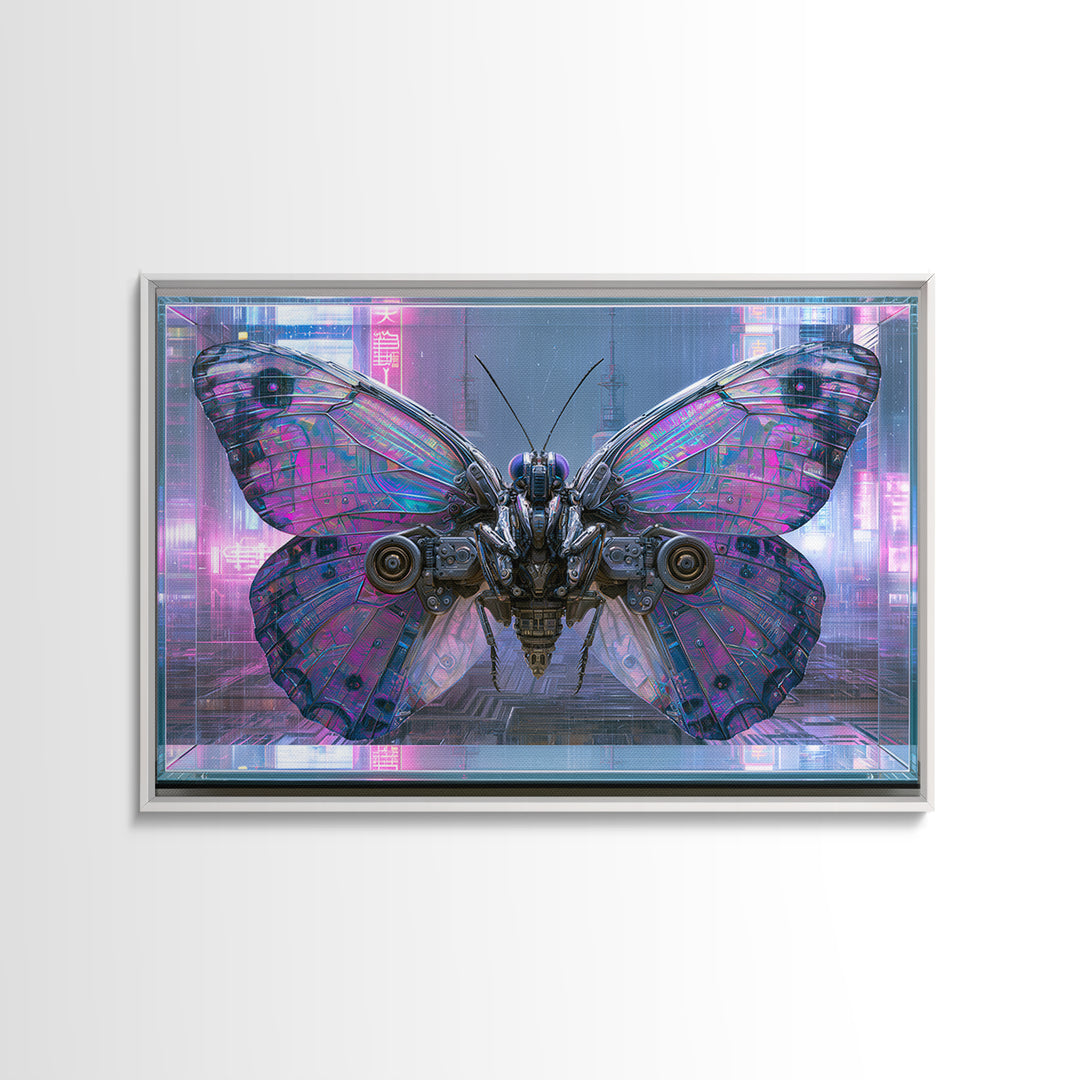 Mechanical Butterfly Specimen Framed Canvas Print, Steampunk Art, Digital Print, Living Room Decor, Fine Art, Mechanic, STE-3x2-18