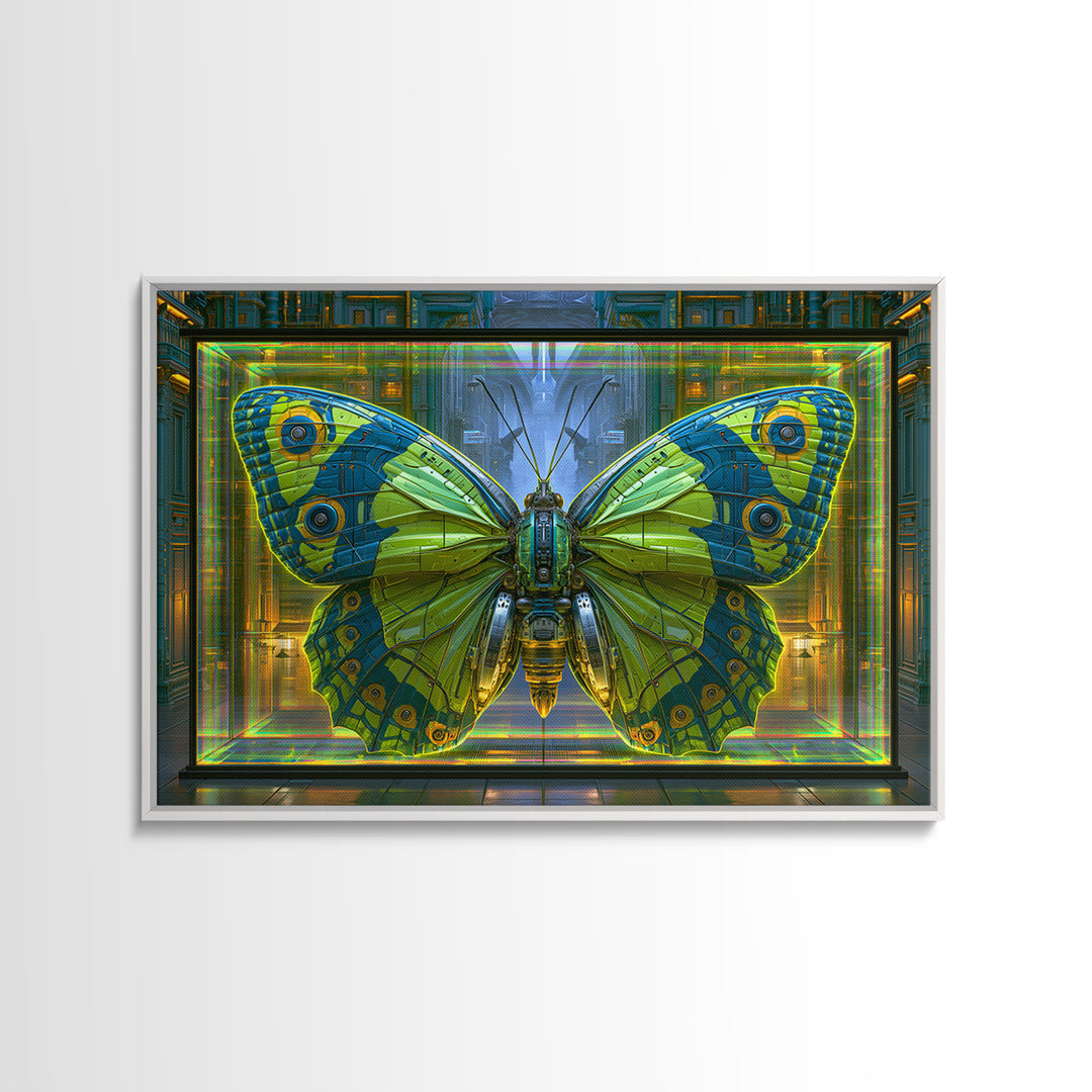 Mechanical Butterfly Specimen Canvas Print, Steampunk Art, Whimsigoth Decor, Living Room Decor, Mechanic, Neutral Decor, STE-3x2-42