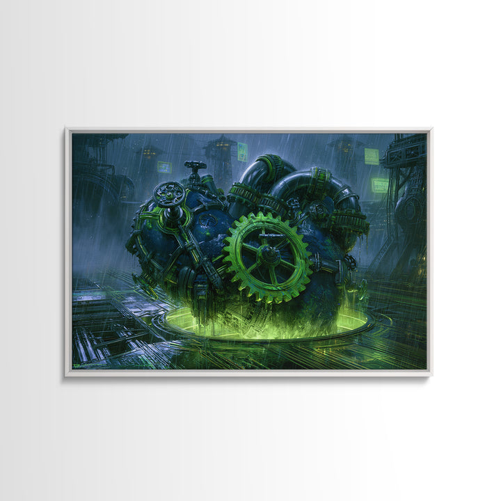 Gear Heart with Pipes and Valves Canvas Print, Steampunk Art, Gallery Decor, Living Room Decor, Fine Art, Mechanic, Wall Art, STE-3x2-48