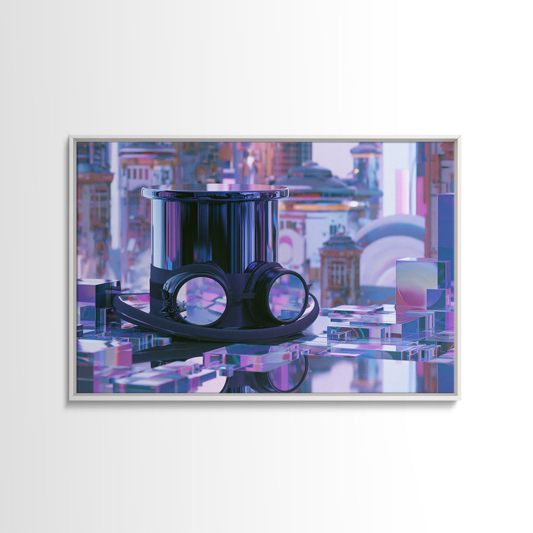 Top Hat and Goggles Still Life Canvas Print, Steampunk Art, Room Decor, Living Room Decor, Fine Art, Mechanic, Original Art, STE-3x2-56