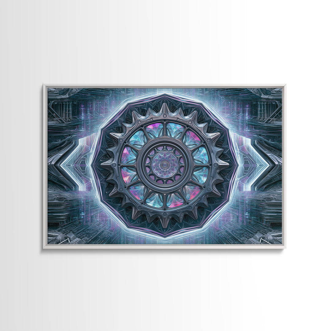 Cogwheel Mandala in Bronze and Teal Canvas Print, Steampunk Art, Minimalist Decor, Living Room Decor, Fine Art, Mechanic, STE-3x2-68