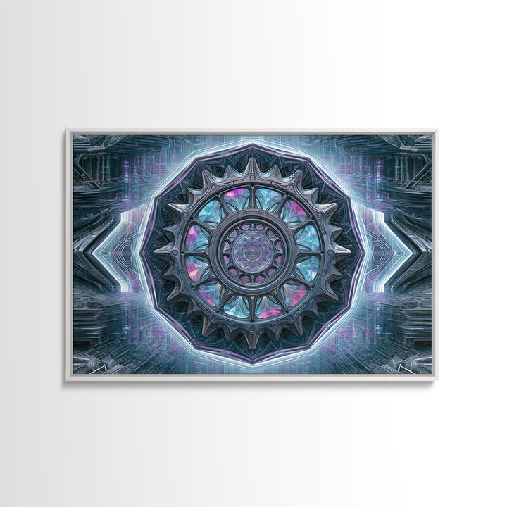 Cogwheel Mandala in Bronze and Teal Canvas Print, Steampunk Art, Minimalist Decor, Living Room Decor, Fine Art, Mechanic, STE-3x2-68