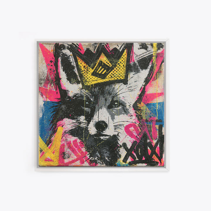Urban Fox Wearing a Crown of Spray Canvas Print, Street Art, Contemporary Art, Living Room Decor, Fine Art, Urban, STR-1x1-50