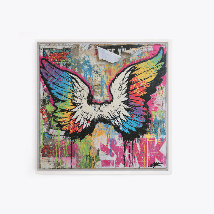 Graffiti Angel Wings Canvas Print, Street Art, Poster, Living Room Decor, Fine Art, Urban, Poster Prints, Watercolor Painting, STR-1x1-77