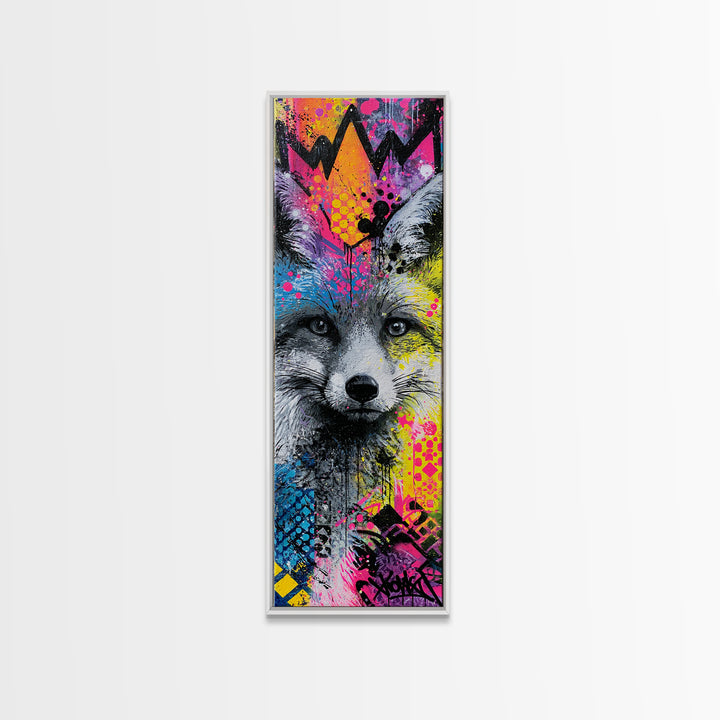 Urban Fox Wearing a Crown of Spray Canvas Print, Street Art, Gallery Decor, Living Room Decor, Fine Art, Urban, Wall Art, STR-1x3-38