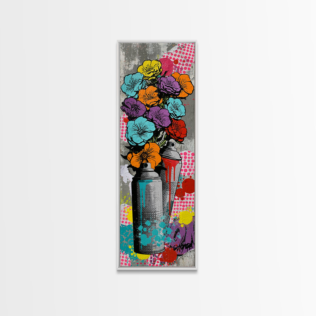 Spray Can Bouquet Canvas Print, Street Art, Anime Art, Living Room Decor, Abstract Art, Urban, Art Print, Textured Painting, STR-1x3-51
