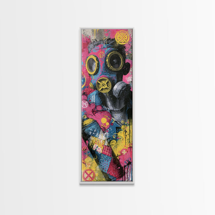 Masked Figure Surrounded by Aerosol Clouds Canvas Print, Street Art, Colorful Wall Art, Living Room Decor, Fine Art, Urban, STR-1x3-72