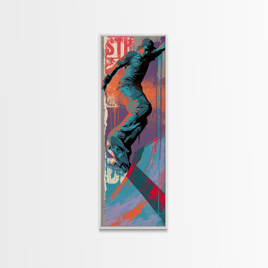 Skate Ramp Pattern Canvas Print, Street Art, Boho Decor, Living Room Decor, Oil Painting, Urban, Custom Portrait, Wall Hangings, STR-1x3-82