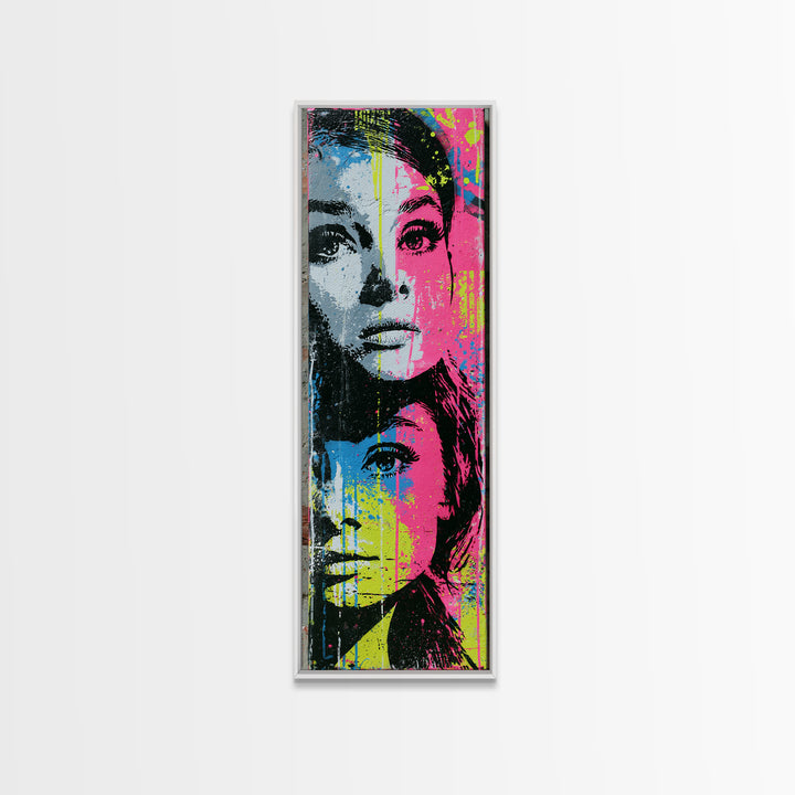 Bold Stencil Portrait Canvas Print, Street Art, Large Wall Art, Living Room Decor, Oil Painting, Urban, Canvas Painting, STR-1x3-85