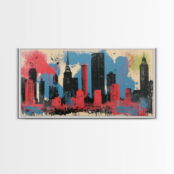 Urban Skyline Made from Stencil Layers Canvas Print, Street Art, Living Room Decor, Abstract Art, Urban, Abstract Painting, STR-2x1-58