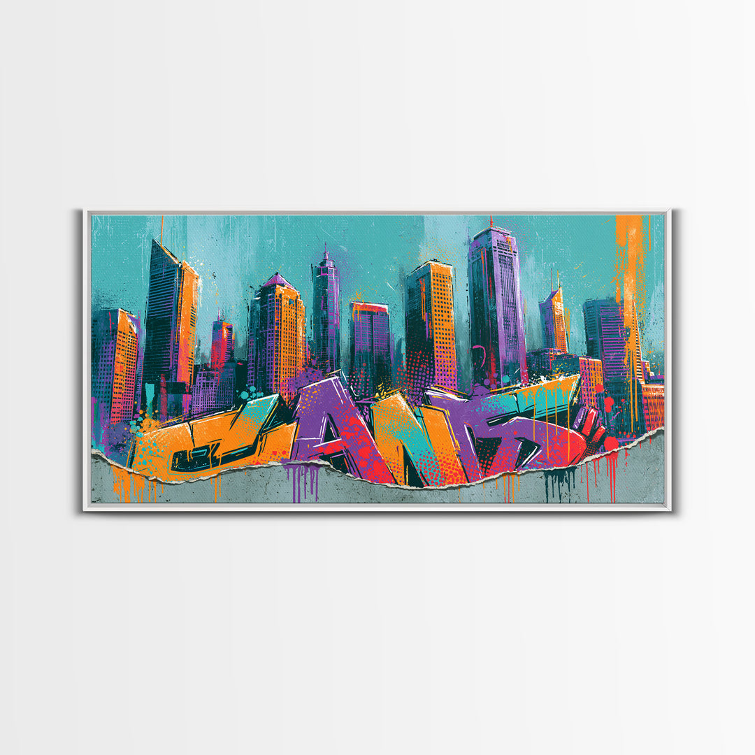 Urban Skyline Made from Stencil Layers Canvas Print, Street Art, Living Room Decor, Abstract Art, Urban, Abstract Painting, STR-2x1-82