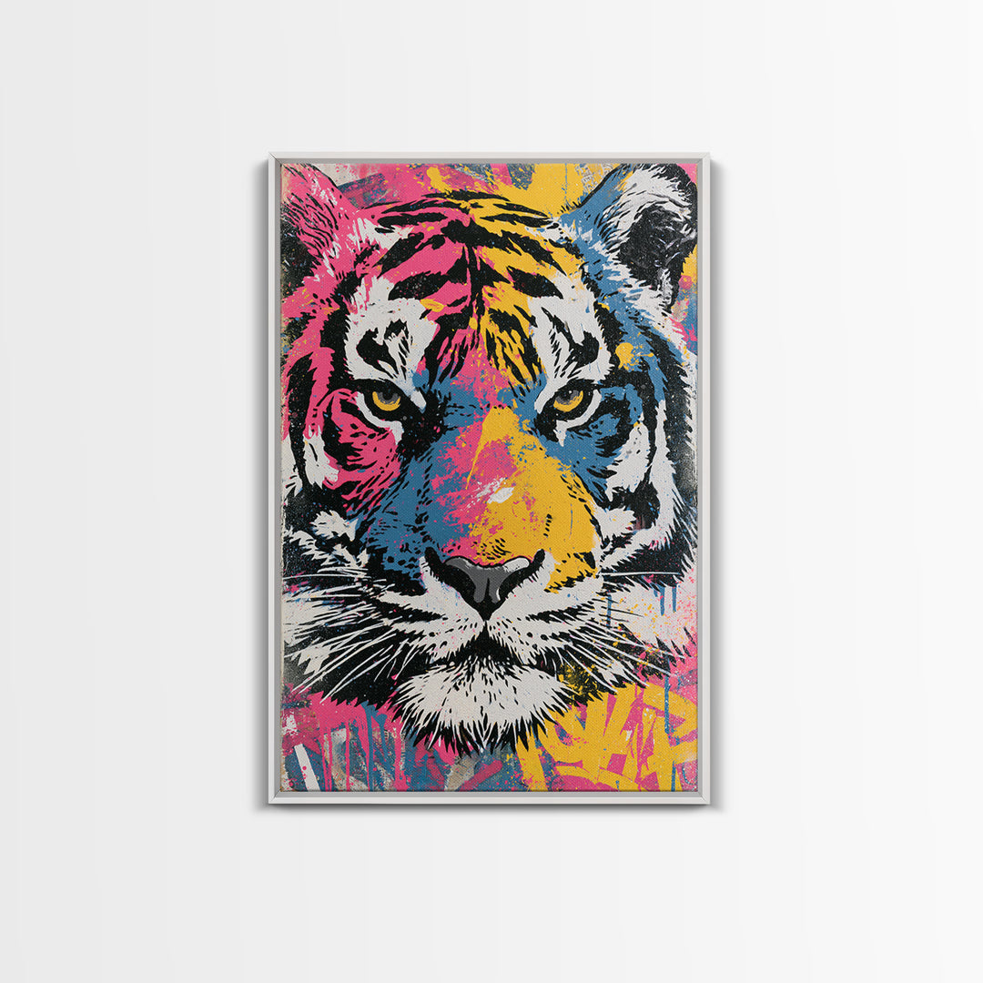 Spray Painted Tiger Face Canvas Print, Street Art, Gallery Decor, Living Room Decor, Fine Art, Urban, Wall Art, Home Decor, STR-2x3-16
