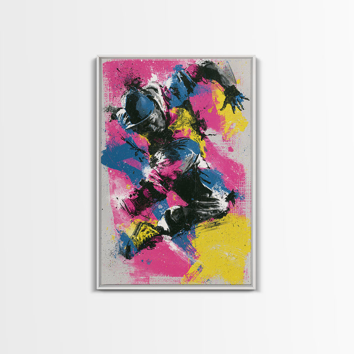 Breakdancer Frozen in Energetic Motion Canvas Print, Street Art, Art, Living Room Decor, Fine Art, Urban, Watercolor Painting, STR-2x3-50