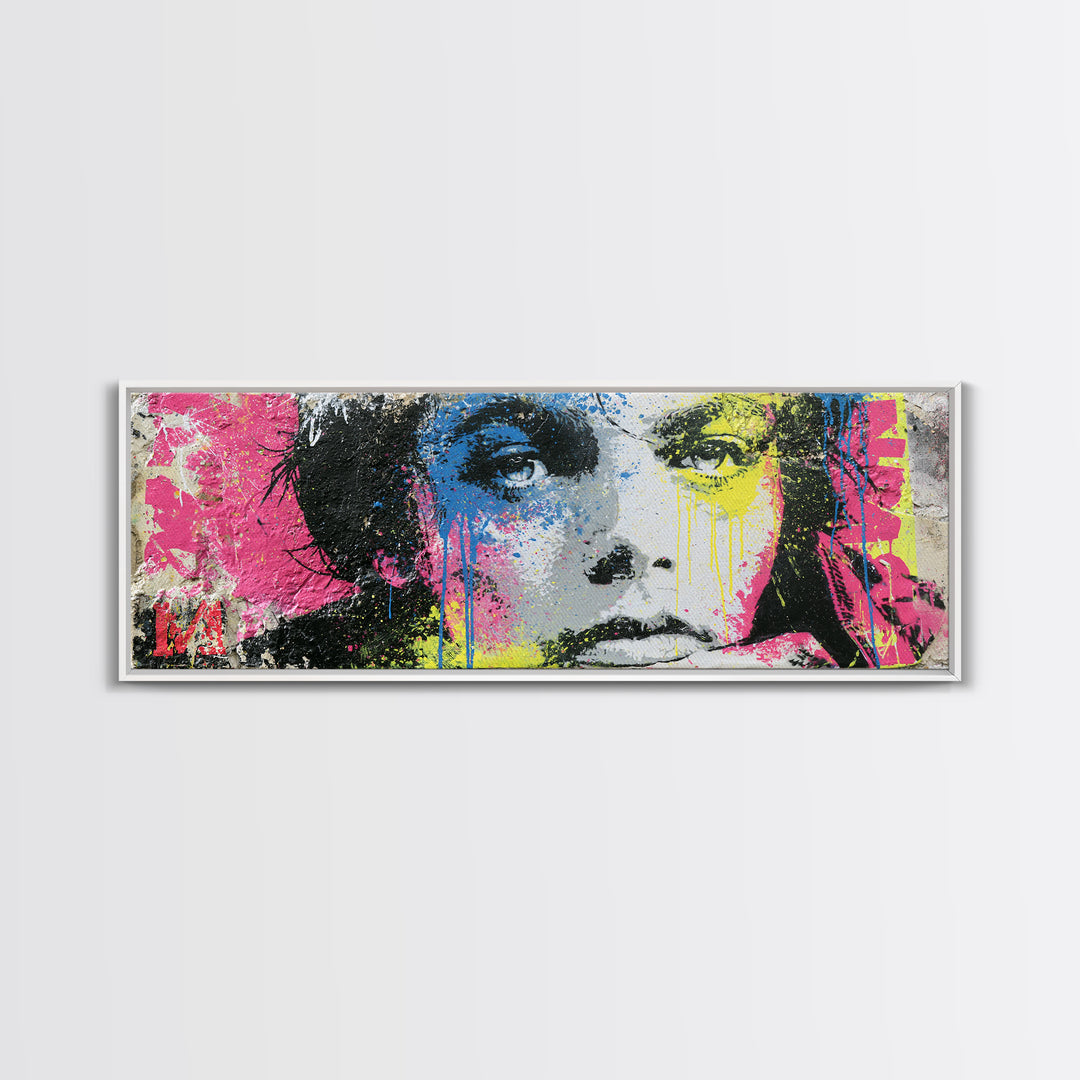 Bold Stencil Portrait Canvas Print, Street Art, Graffiti Art, Living Room Decor, Fine Art, Urban, Minimalist Decor, Wall Art, STR-3x1-41