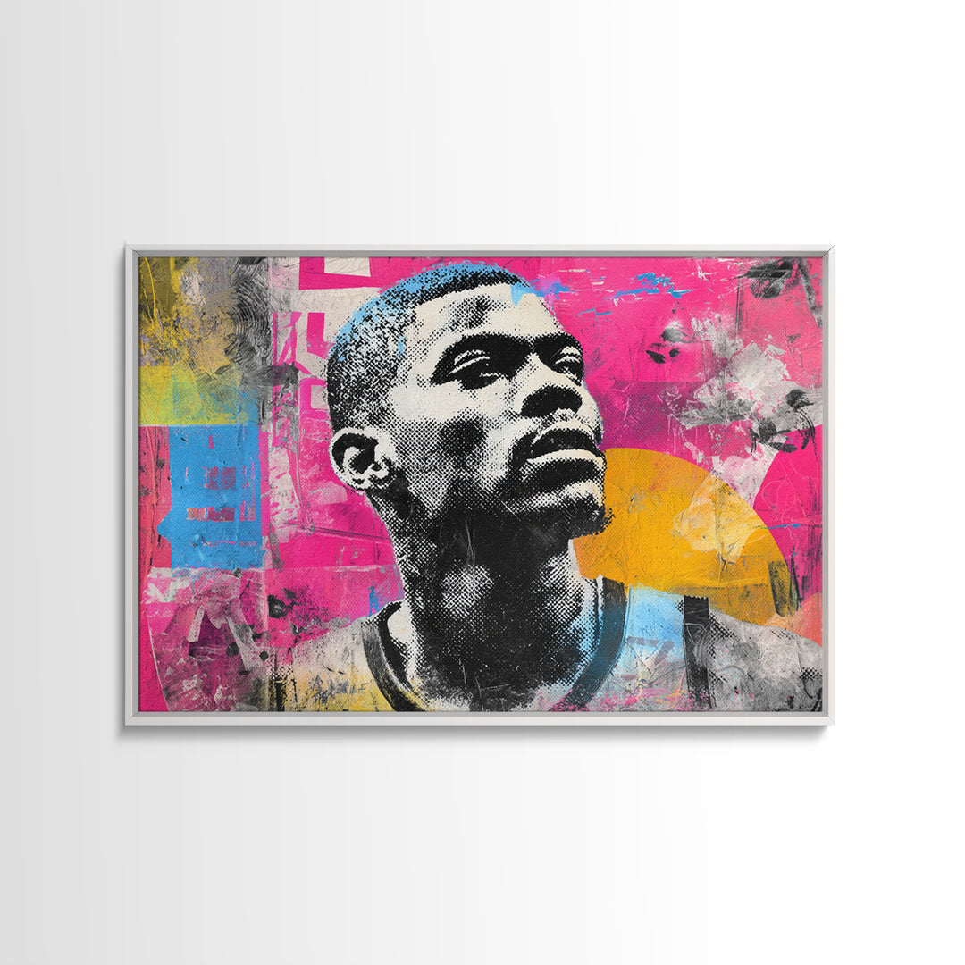 Street Basketball Player Framed Canvas Print, Street Art, Canvas Print, Living Room Decor, Fine Art, Urban, Graffiti Art, STR-3x2-10