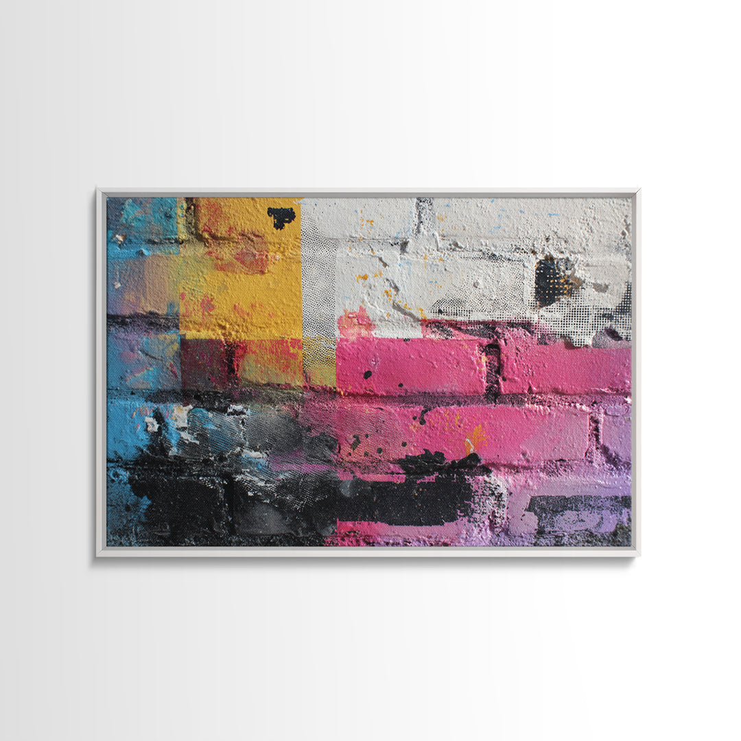 Brick Wall Texture Canvas Print, Street Art, Original Artwork, Living Room Decor, Fine Art, Urban, Textured Painting, STR-3x2-32