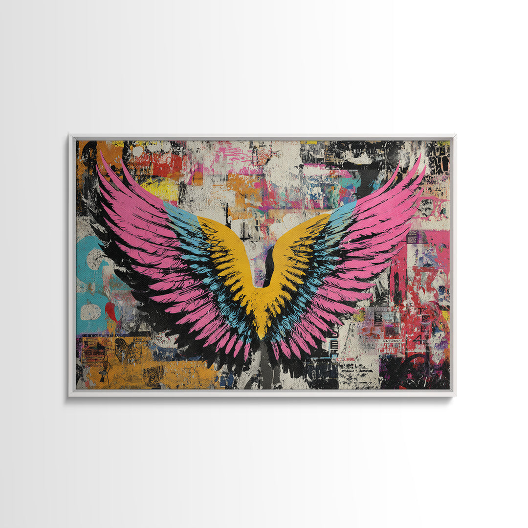 Graffiti Angel Wings Canvas Print, Street Art, Contemporary Art, Living Room Decor, Fine Art, Urban, Textured Painting, STR-3x2-57