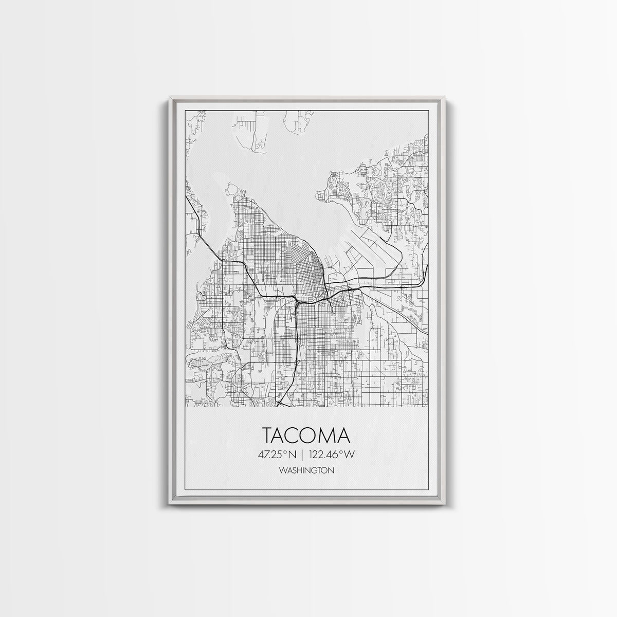 Tacoma Street Map, Washington Map, City Map Print, Modern Wall Art, Wall Art, Canvas Print, Wall Hanging, Housewarming Gift, Travel Art