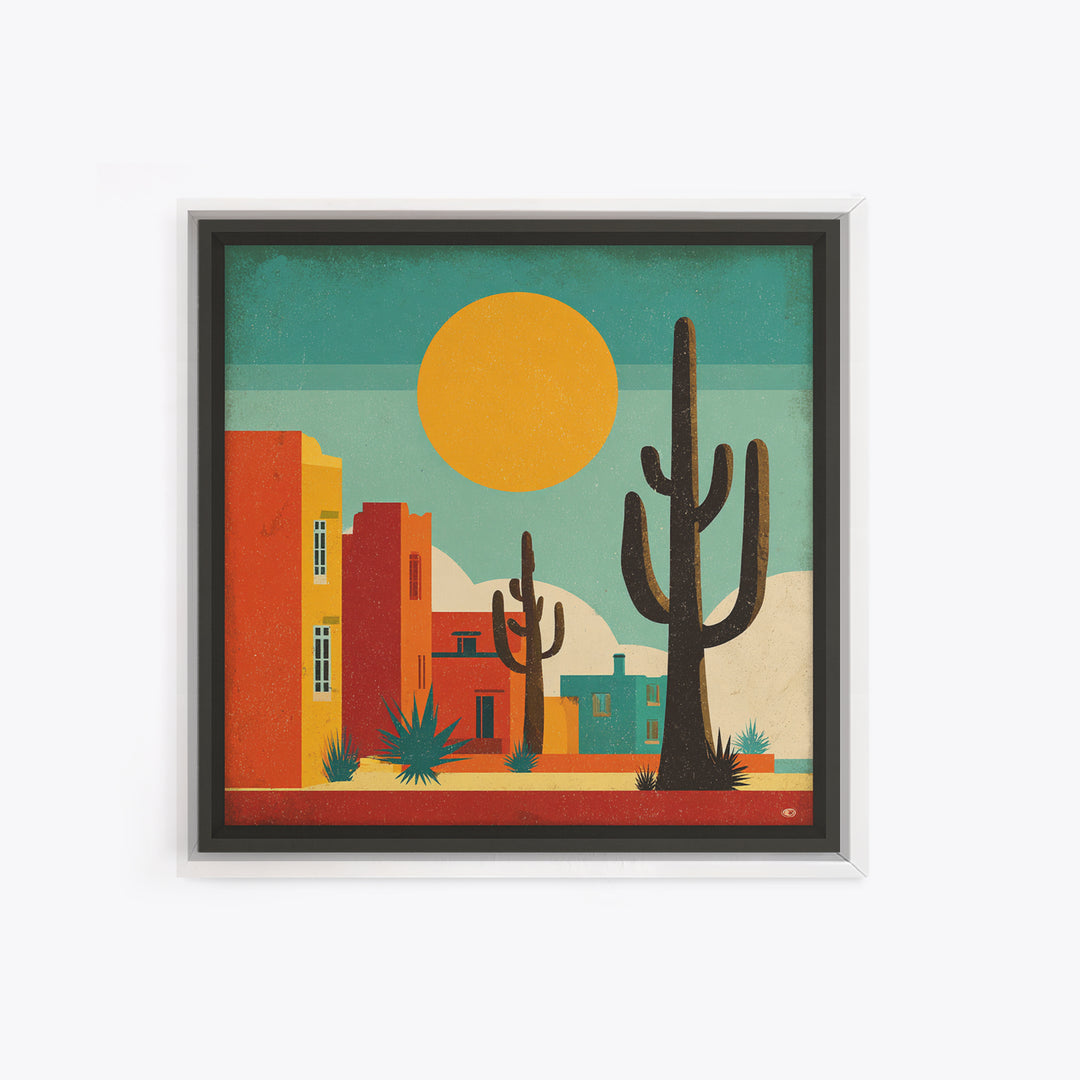 Mexico Cactus and Sun Travel Poster Canvas Print, Travel Poster(2), Wall Decor, Living Room Decor, Fine Art, Voyage, Wall Art, TPO-1x1-69