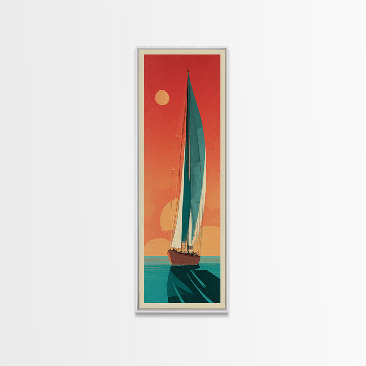 Greek Island Sailboat and Sun Poster Canvas Print, Travel Poster(2), Room Decor, Living Room Decor, Fine Art, Voyage, TPO-1x3-28