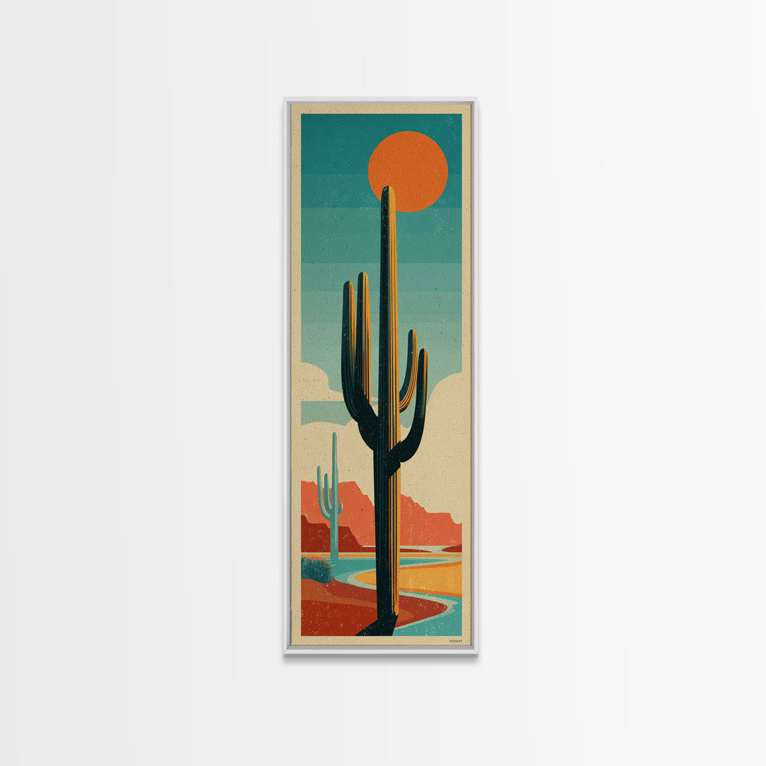 Mexico Cactus and Sun Travel Poster Canvas Print, Travel Poster(2), Modern Decor, Living Room Decor, Fine Art, Voyage, TPO-1x3-57