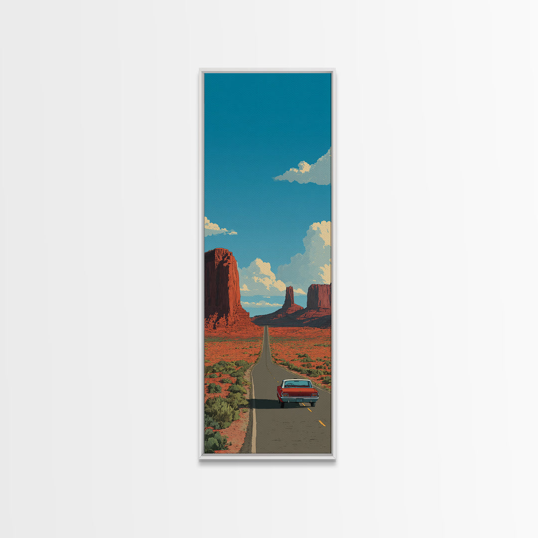 Route 66 Desert Road Canvas Print, Travel Poster(2), Travel Poster, Living Room Decor, Fine Art, Voyage, Textured Painting, TPO-1x3-99