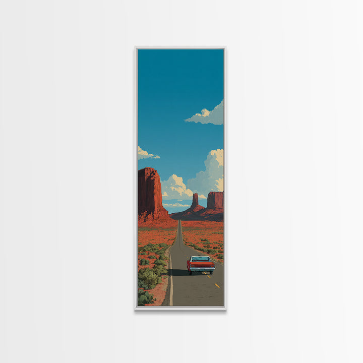 Route 66 Desert Road Canvas Print, Travel Poster(2), Travel Poster, Living Room Decor, Fine Art, Voyage, Textured Painting, TPO-1x3-99
