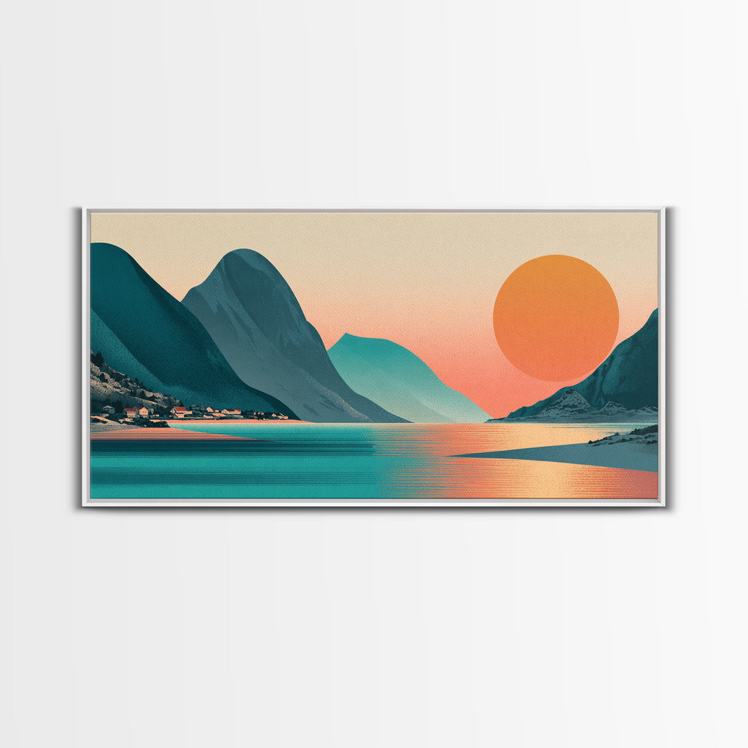 Norway Fjord Cruise Poster Framed Canvas Print, Travel Poster(2), Fine Art Print, Living Room Decor, Fine Art, Voyage, TPO-2x1-18