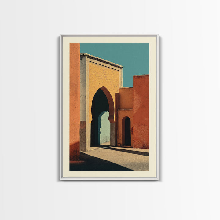 Marrakesh Arch and Tile Pattern Poster Framed Canvas Print, Travel Poster(2), Wall Art, Living Room Decor, Fine Art, Voyage, TPO-2x3-1
