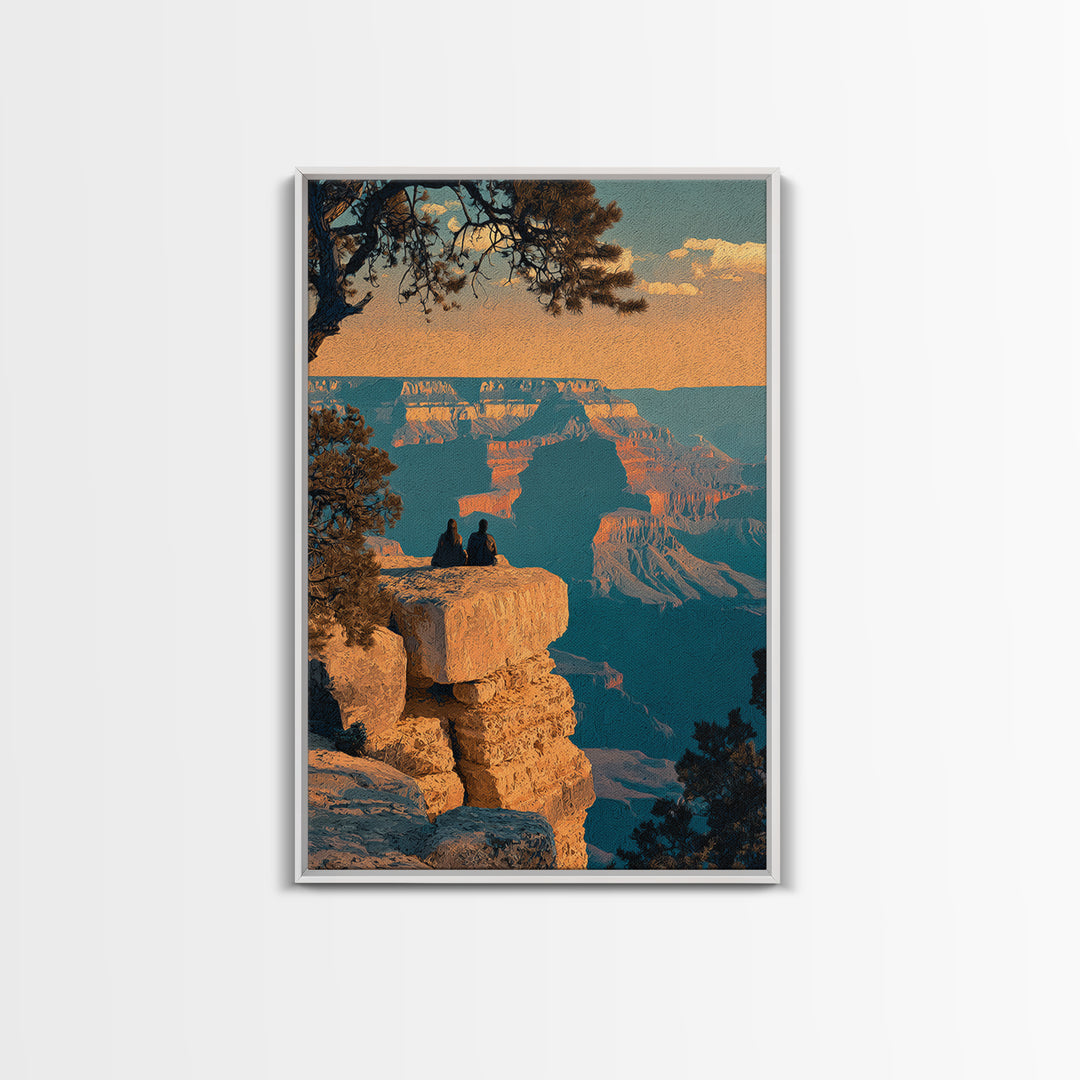 Grand Canyon Sunset Framed Canvas Print, Travel Poster(2), Wall Decor, Living Room Decor, Fine Art, Voyage, Wall Art, TPO-2x3-19