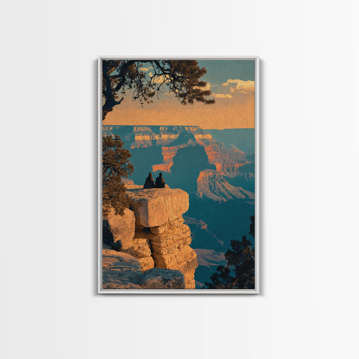 Grand Canyon Sunset Framed Canvas Print, Travel Poster(2), Wall Decor, Living Room Decor, Fine Art, Voyage, Wall Art, TPO-2x3-19