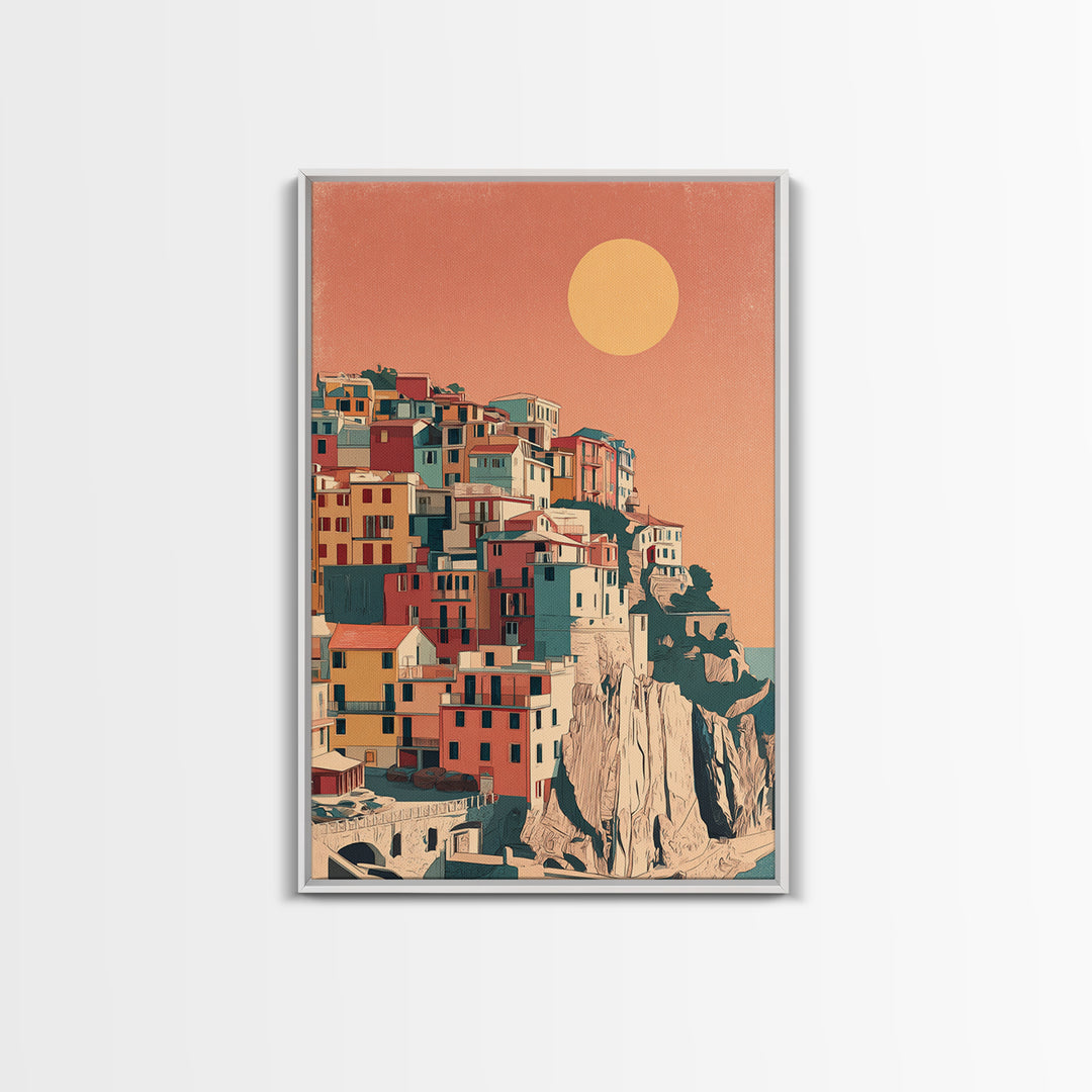 Cinque Terre Colorful Cliff Village Poster Canvas Print, Travel Poster(2), Living Room Wall Art, Living Room Decor, Voyage, TPO-2x3-28