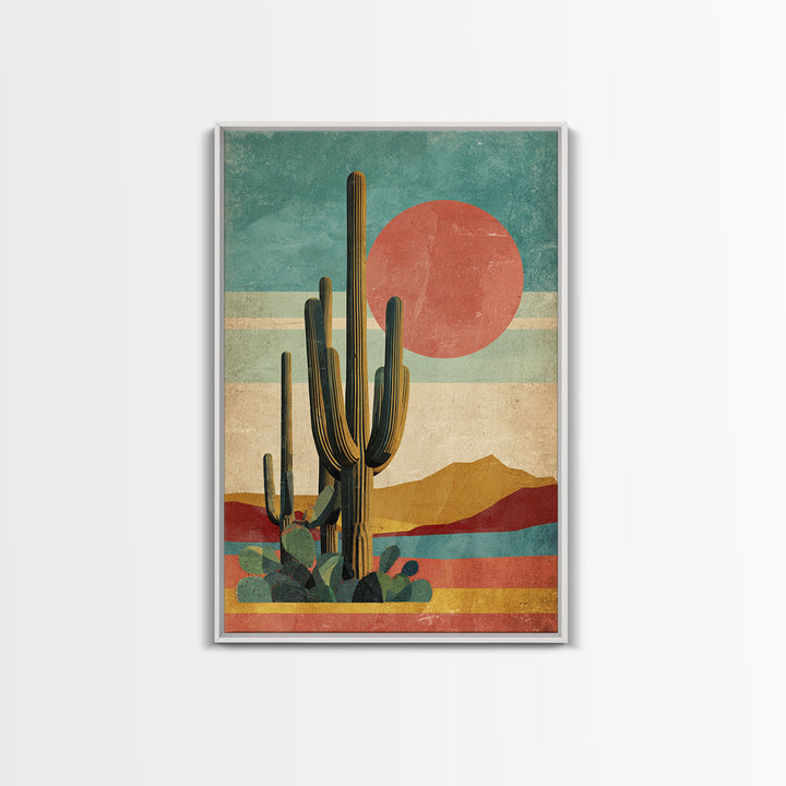 Mexico Cactus and Sun Travel Poster Canvas Print, Travel Poster(2), Home Decor, Living Room Decor, Voyage, Coastal Wall Art, TPO-2x3-29