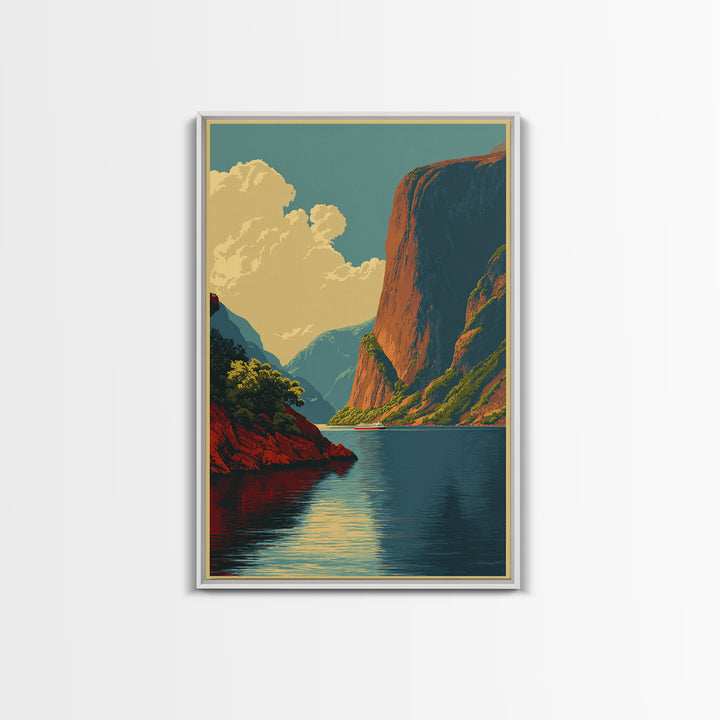 Norway Fjord Cruise Poster Framed Canvas Print, Travel Poster(2), Boho Decor, Living Room Decor, Fine Art, Voyage, Art Print, TPO-2x3-30