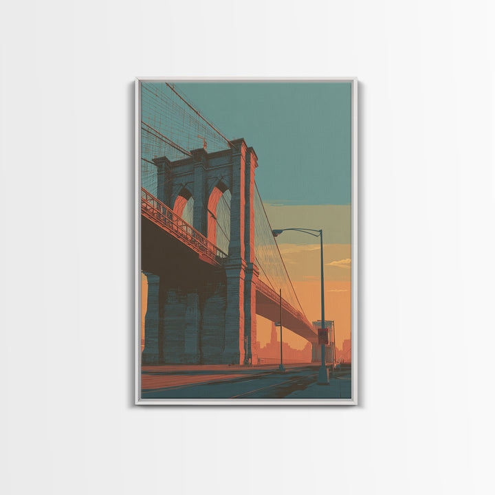 New York Bridge at Sunrise Canvas Print, Travel Poster(2), Printable Wall Art, Living Room Decor, Voyage, Downloadable Prints, TPO-2x3-86
