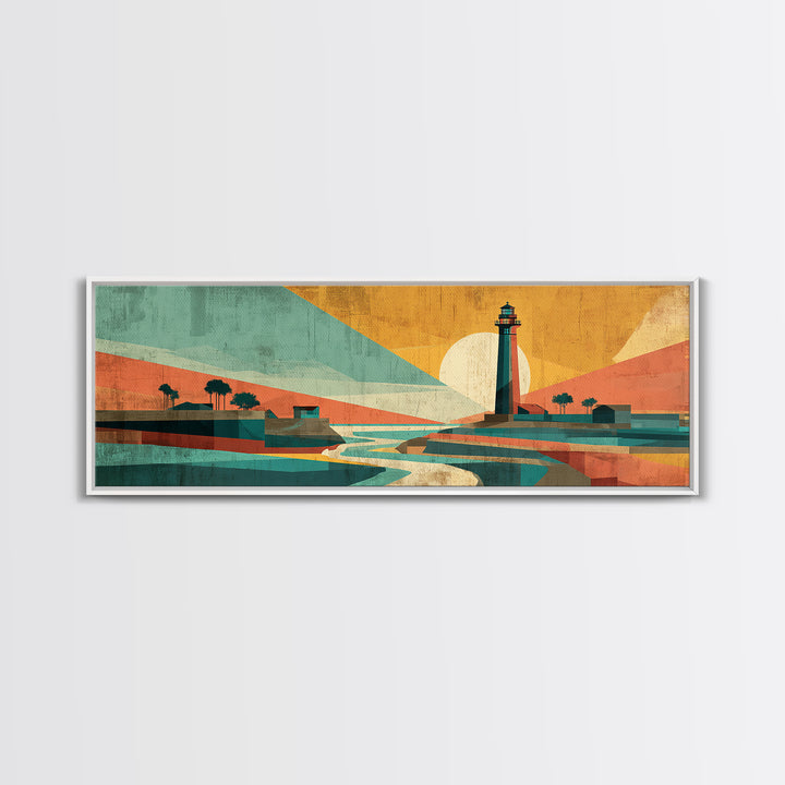 Cape Cod Lighthouse Summer Poster Framed Canvas Print, Travel Poster(2), Home Decor, Living Room Decor, Fine Art, Voyage, TPO-3x1-10