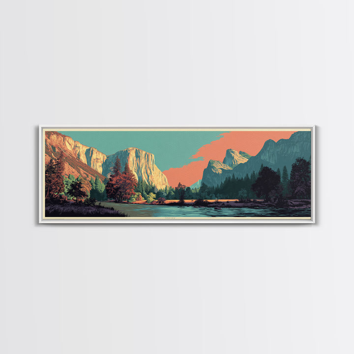 Yosemite Valley Graphic Canvas Print, Travel Poster(2), Fine Art Print, Living Room Decor, Fine Art, Voyage, Posters, TPO-3x1-19