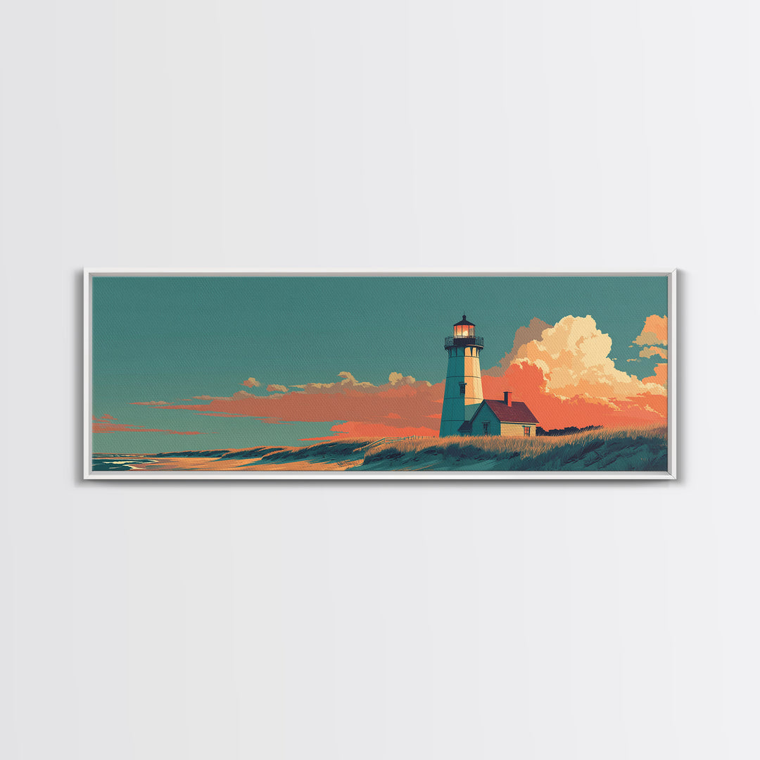 Cape Cod Lighthouse Summer Poster Canvas Print, Travel Poster(2), Digital Wall Art, Living Room Decor, Fine Art, Voyage, TPO-3x1-34