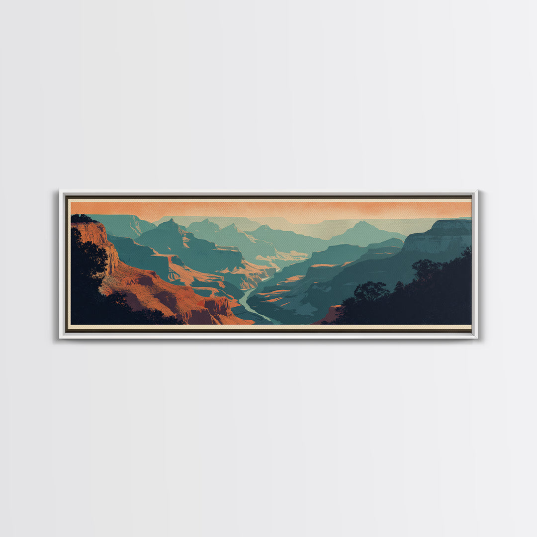 Grand Canyon Sunset Canvas Print, Travel Poster(2), Digital Print, Living Room Decor, Fine Art, Voyage, Mid Century Wall Art, TPO-3x1-75