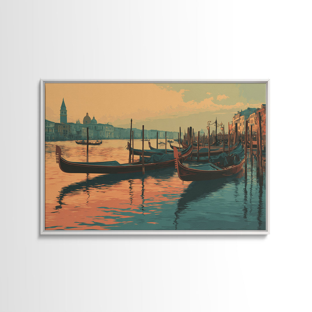 Venice Gondola Silhouette Canvas Print, Travel Poster(2), Living Room Wall Art, Living Room Decor, Voyage, City Wall Art, TPO-3x2-16