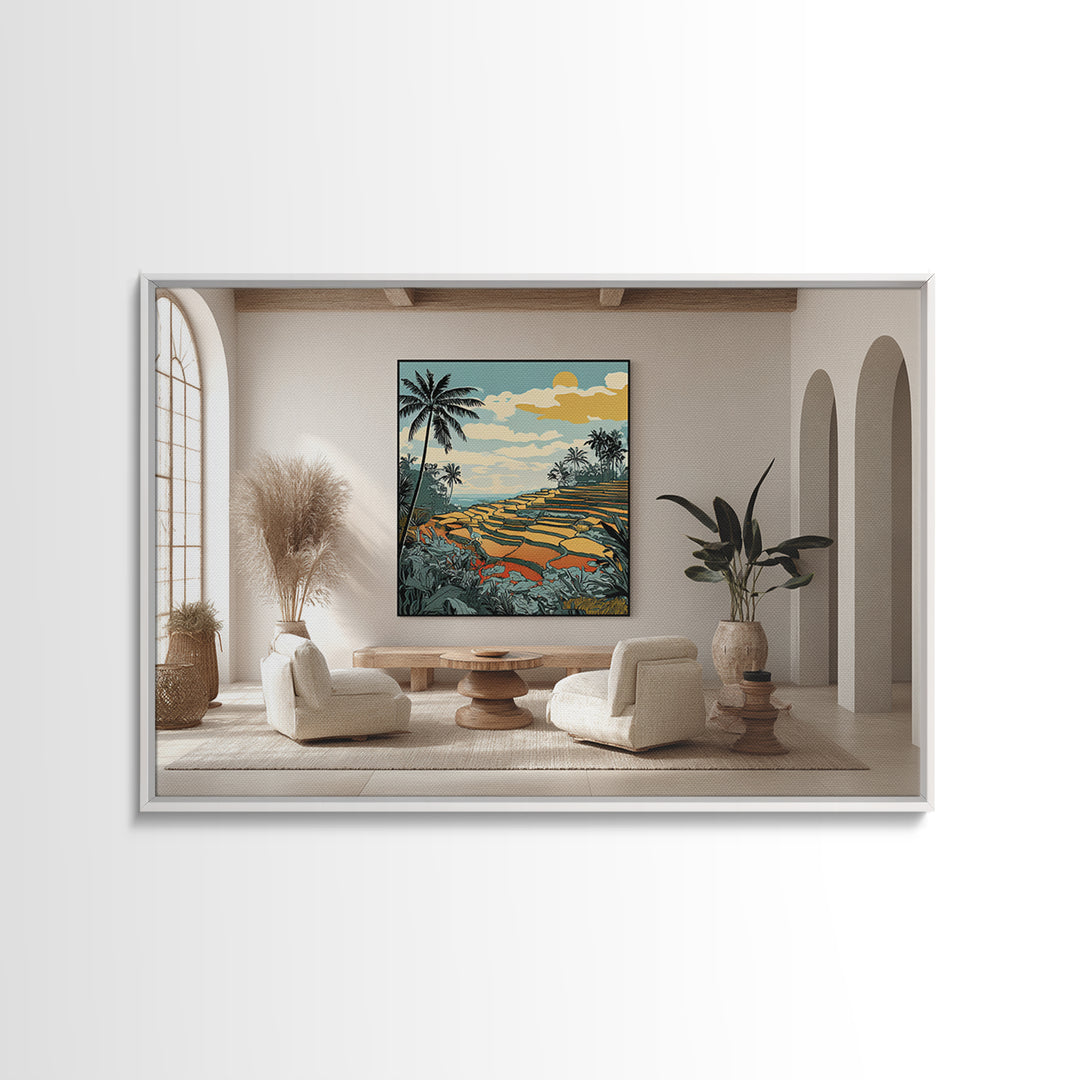 Bali Rice Terraces and Jungle Palms Canvas Print, Travel Poster(2), Poster Print, Living Room Decor, Fine Art, Voyage, TPO-3x2-17