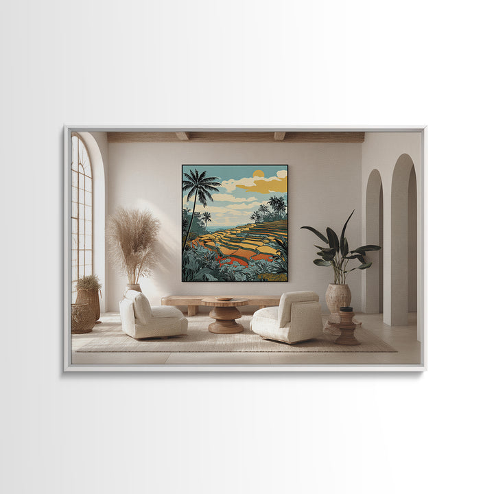 Bali Rice Terraces and Jungle Palms Canvas Print, Travel Poster(2), Poster Print, Living Room Decor, Fine Art, Voyage, TPO-3x2-17
