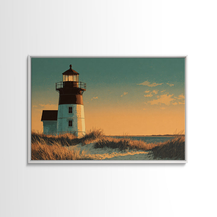 Cape Cod Lighthouse Summer Poster Canvas Print, Travel Poster(2), Wall Hanging, Living Room Decor, Voyage, Landscape Art, TPO-3x2-22