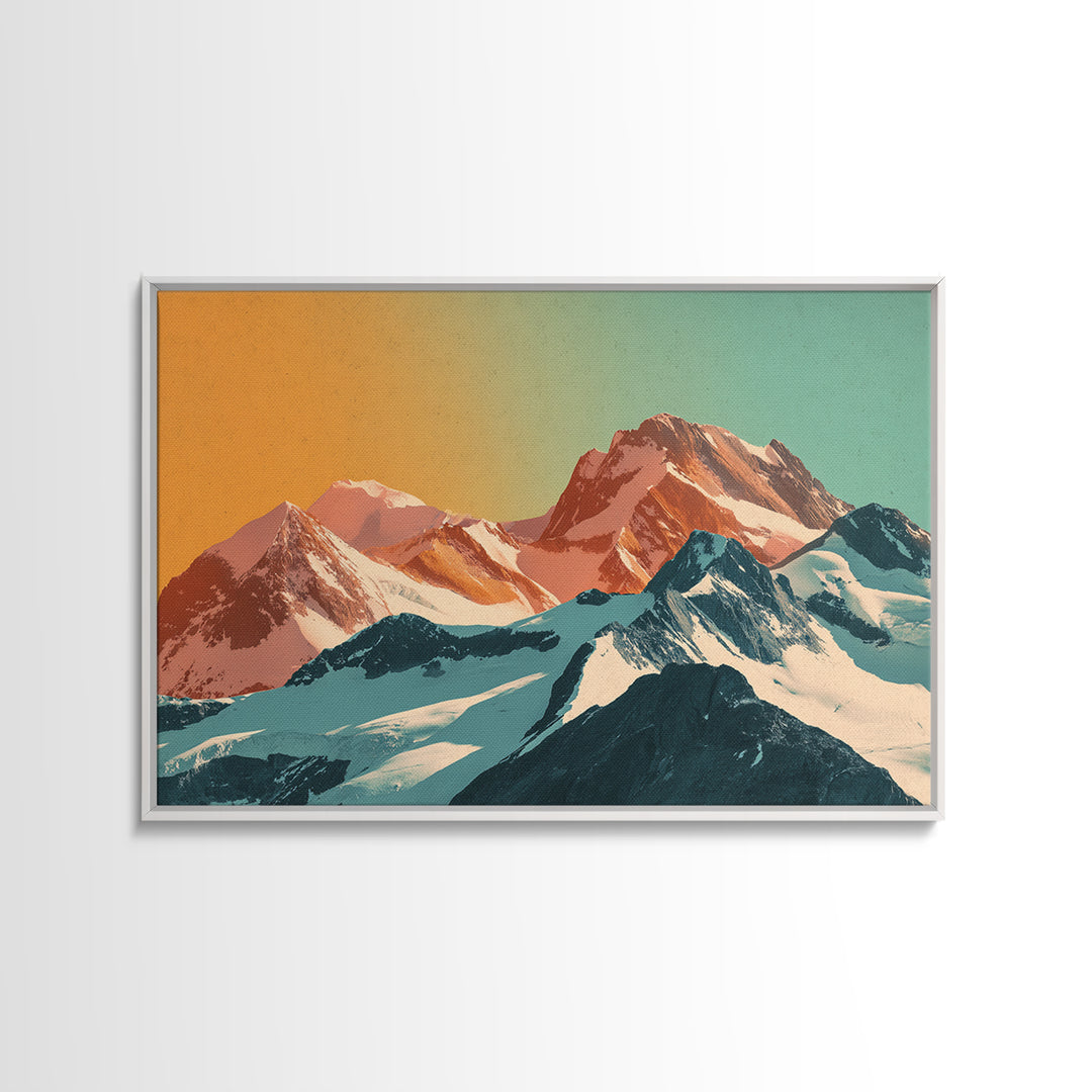 Swiss Alps Ski Poster Framed Canvas Print, Travel Poster(2), Downloadable Prints, Living Room Decor, Fine Art, Voyage, TPO-3x2-36