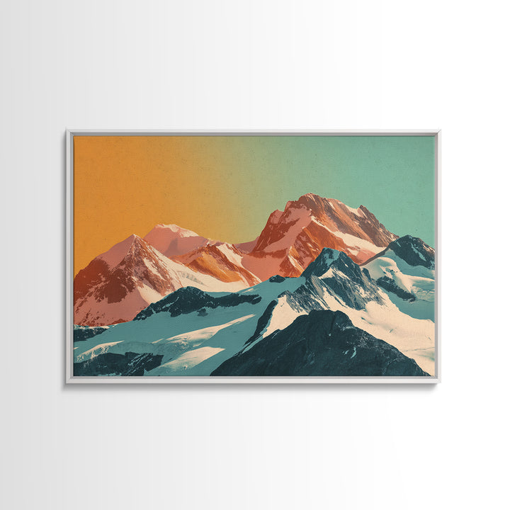 Swiss Alps Ski Poster Framed Canvas Print, Travel Poster(2), Downloadable Prints, Living Room Decor, Fine Art, Voyage, TPO-3x2-36