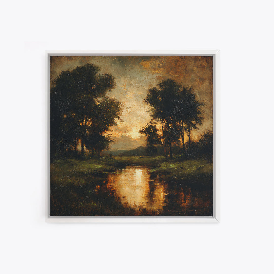 Classic Oil Painted Landscape Framed Canvas Print, Traditional Art, Modern Decor, Living Room Decor, Fine Art, Classic, TRA-1x1-1