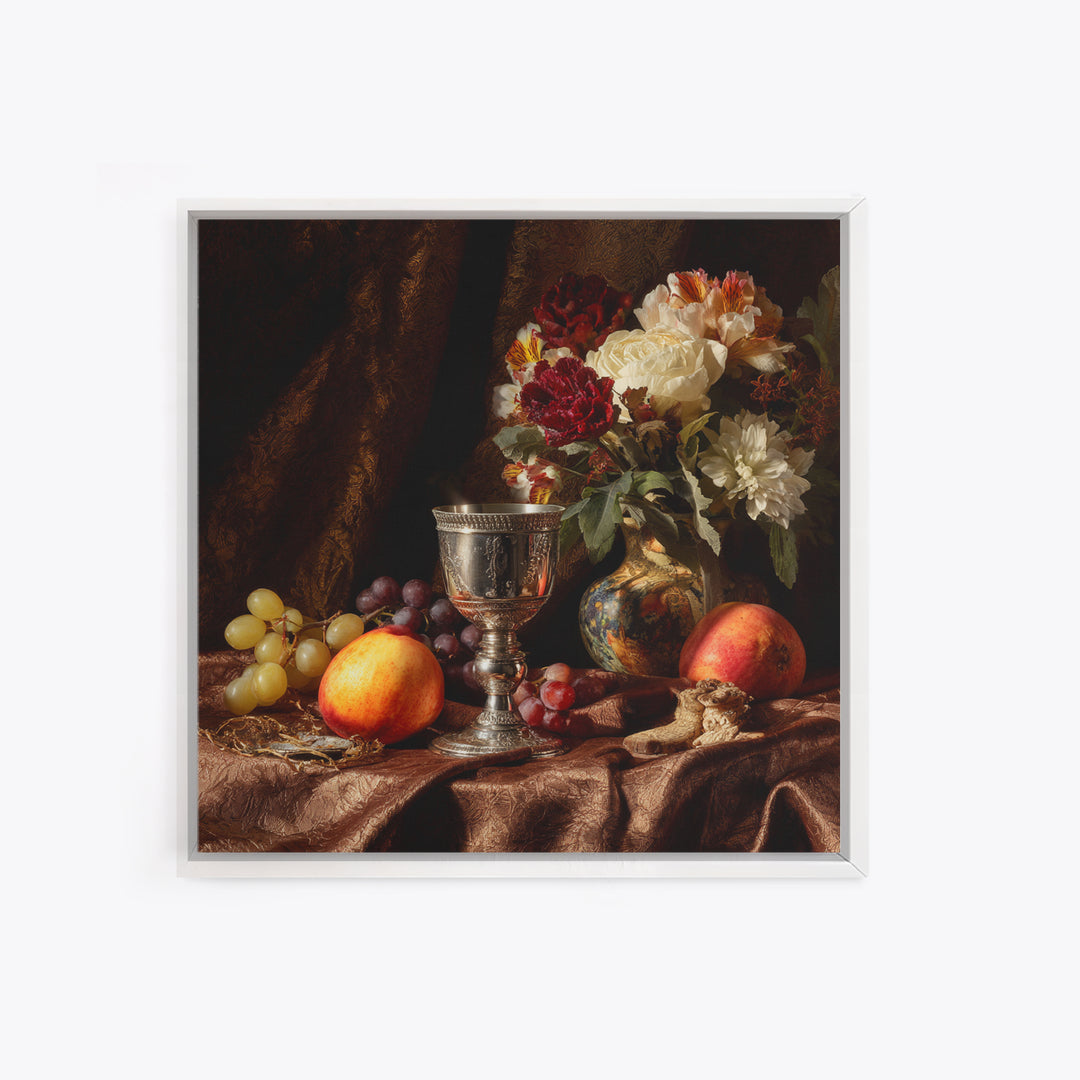 Dutch Fruit and Silver Goblet Still Life Canvas Print, Traditional Art, Pokemon Poster, Living Room Decor, Classic, Art Print, TRA-1x1-100