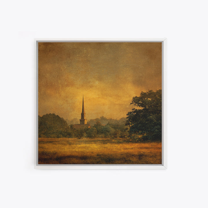 Church Steeple Across Rural Meadow Canvas Print, Traditional Art, Pokemon Poster, Living Room Decor, Watercolor Art, Classic, TRA-1x1-13