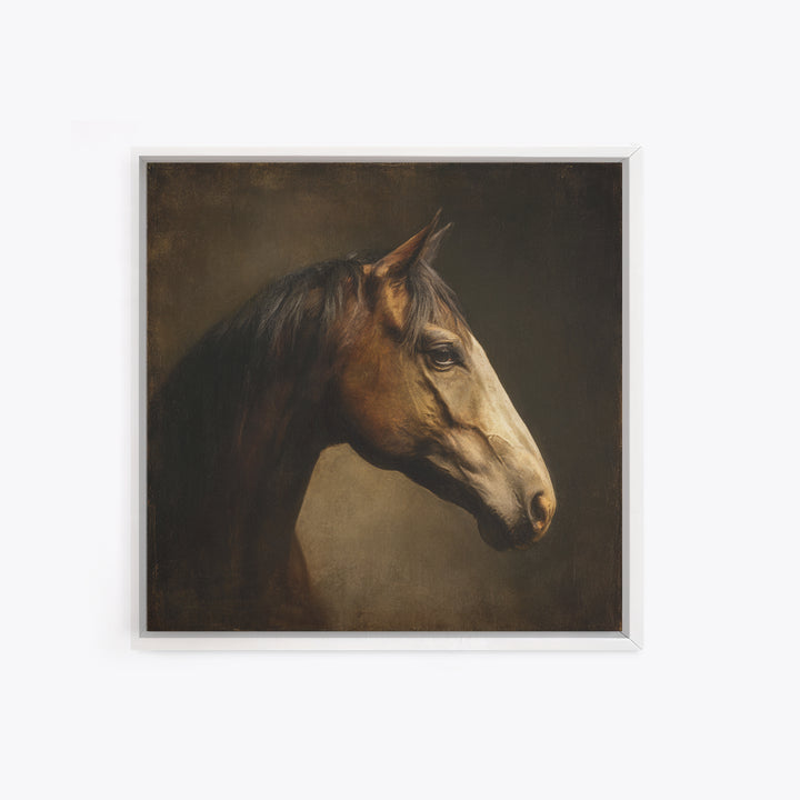 Realistic Horse Portrait Framed Canvas Print, Traditional Art, Art Commissions, Living Room Decor, Fine Art, Classic, TRA-1x1-27