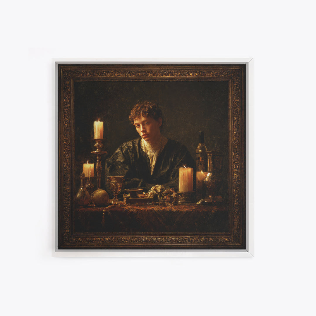 Classical Portrait with Dignified Lighting Framed Canvas Print, Traditional Art, Gallery Decor, Living Room Decor, Classic, TRA-1x1-32